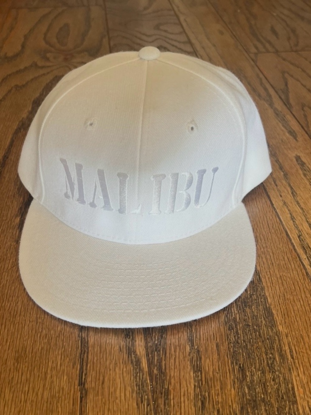 Malibu Embroidered White Snapback Hat